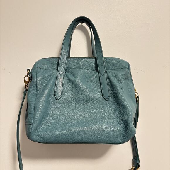 Fossil Bag Womens Size Medium Blue Leather Satchel Crossbody Top Handle Purse - Picture 6 of 11